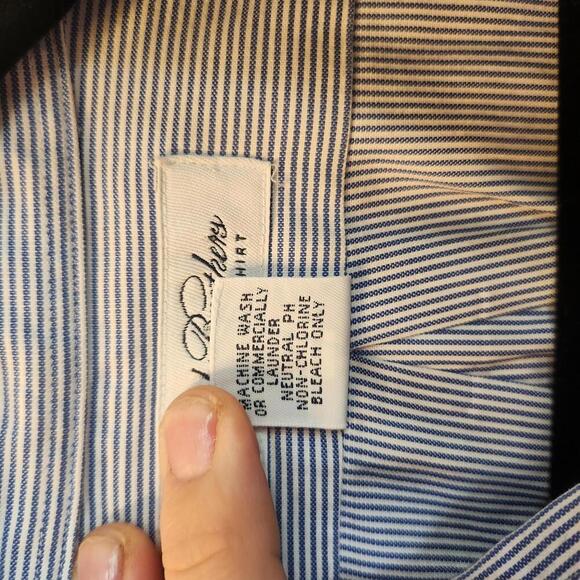 Brooks Brothers Men's Blue Striped Long Sleeve Dress Shirt Size 17-35 Slim Fit - Picture 4 of 9
